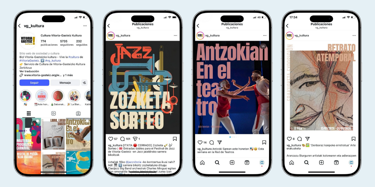 Redes sociales del Servicio de Cultura del Ayuntamiento de Vitoria-Gasteiz